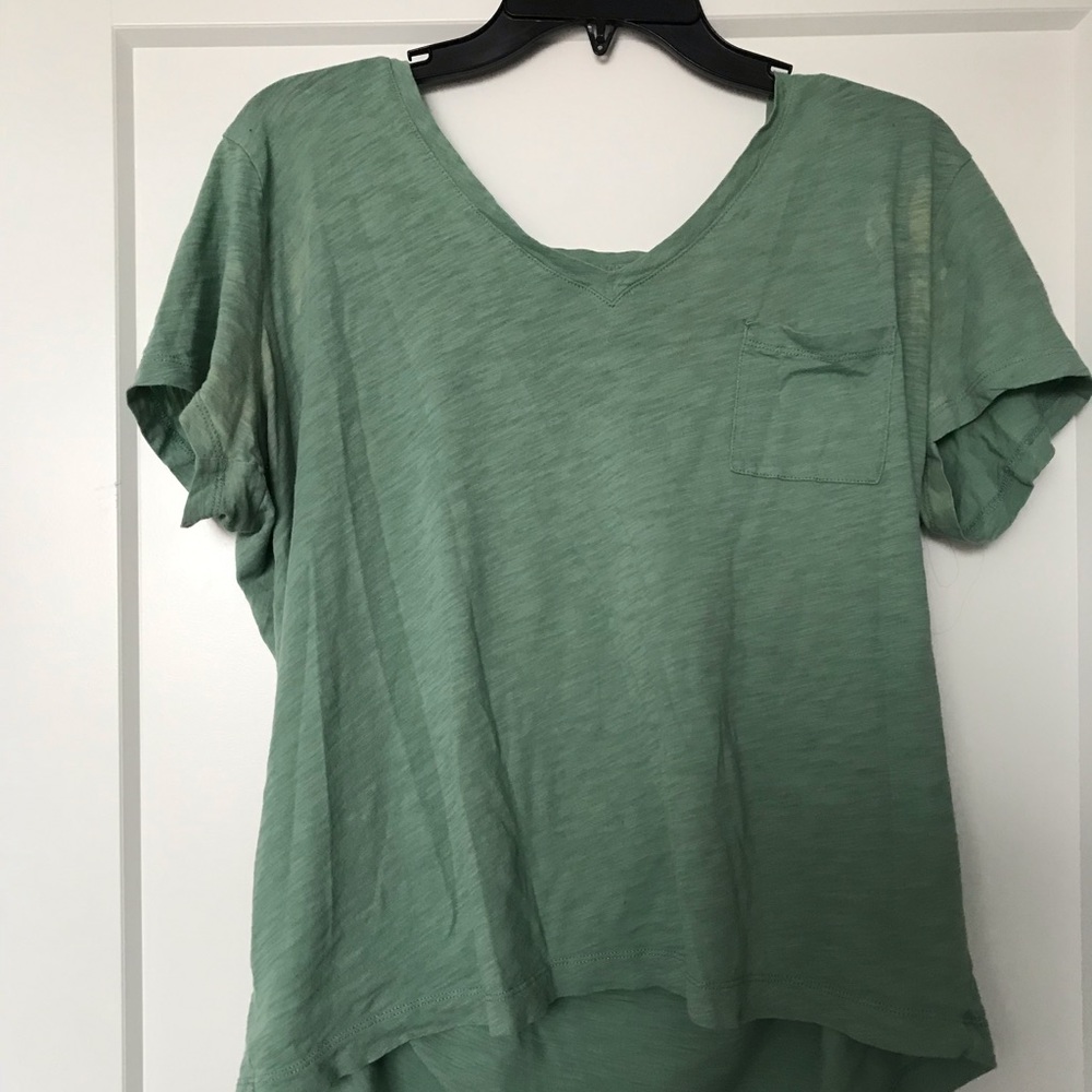 Madewell Seafoam Green V neck tee